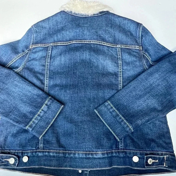 Old Navy Womens Size XL Sherpa Lined Jean Trucker Jacket Cotton Stretch Denim - Picture 4 of 14